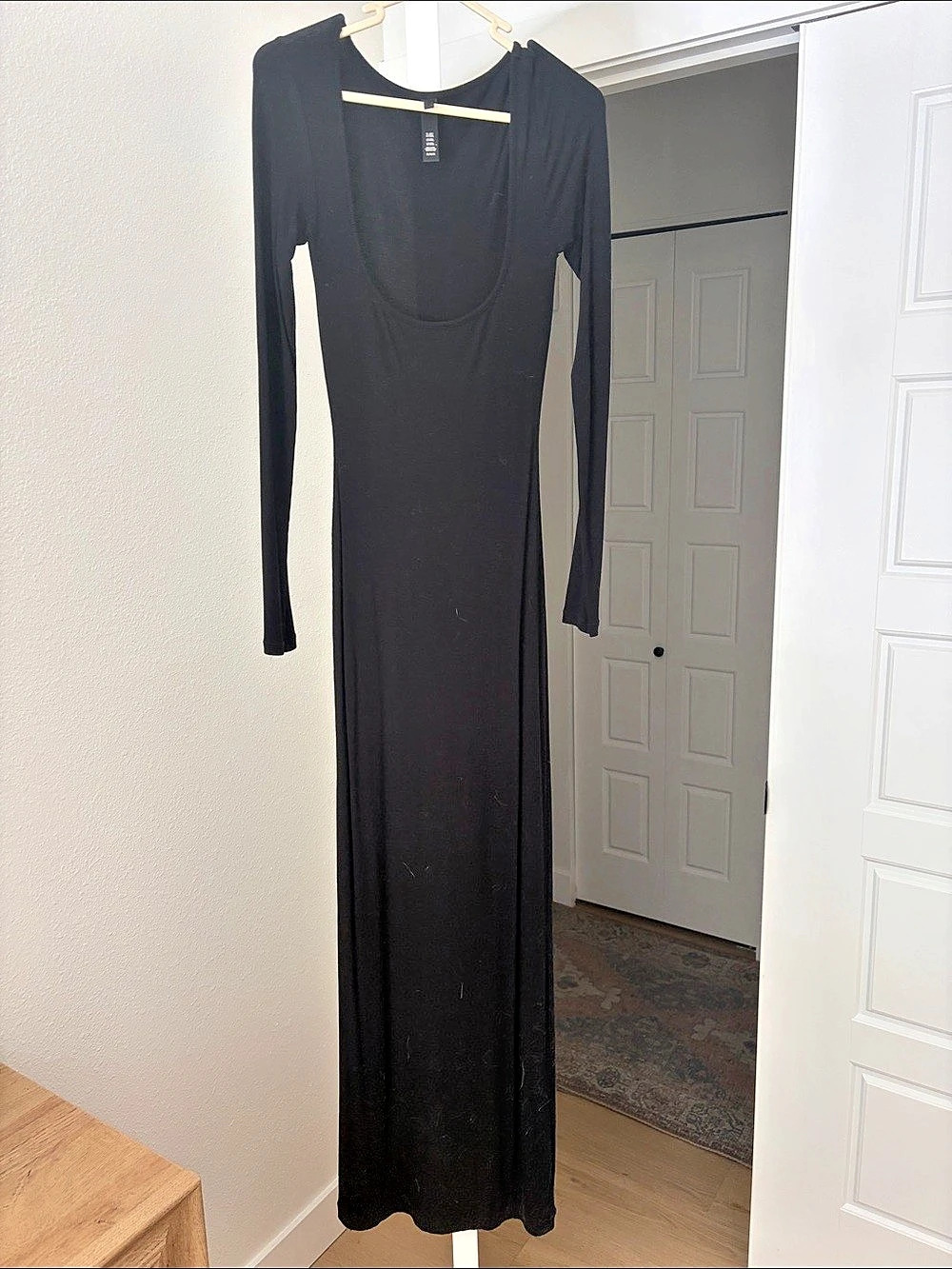 SKIMS Soft Lounge Long Sleeve Dress Black Maxi Medium
